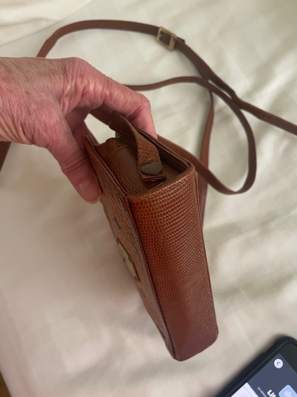 MCM Cognac and Medium Brown Logo Crossbody Bag - Picture 3 of 9